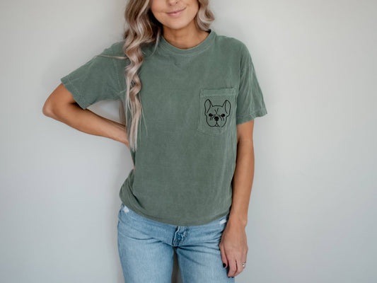 Frenchie Mama French Bulldog Comfort Colors Pocket T Shirt