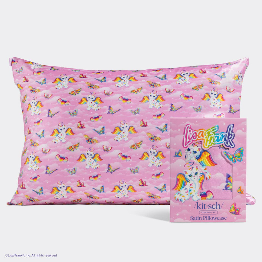 KITSCH - Lisa Frank x Kitsch Standard Satin Pillowcase - Angel Kitty™ in