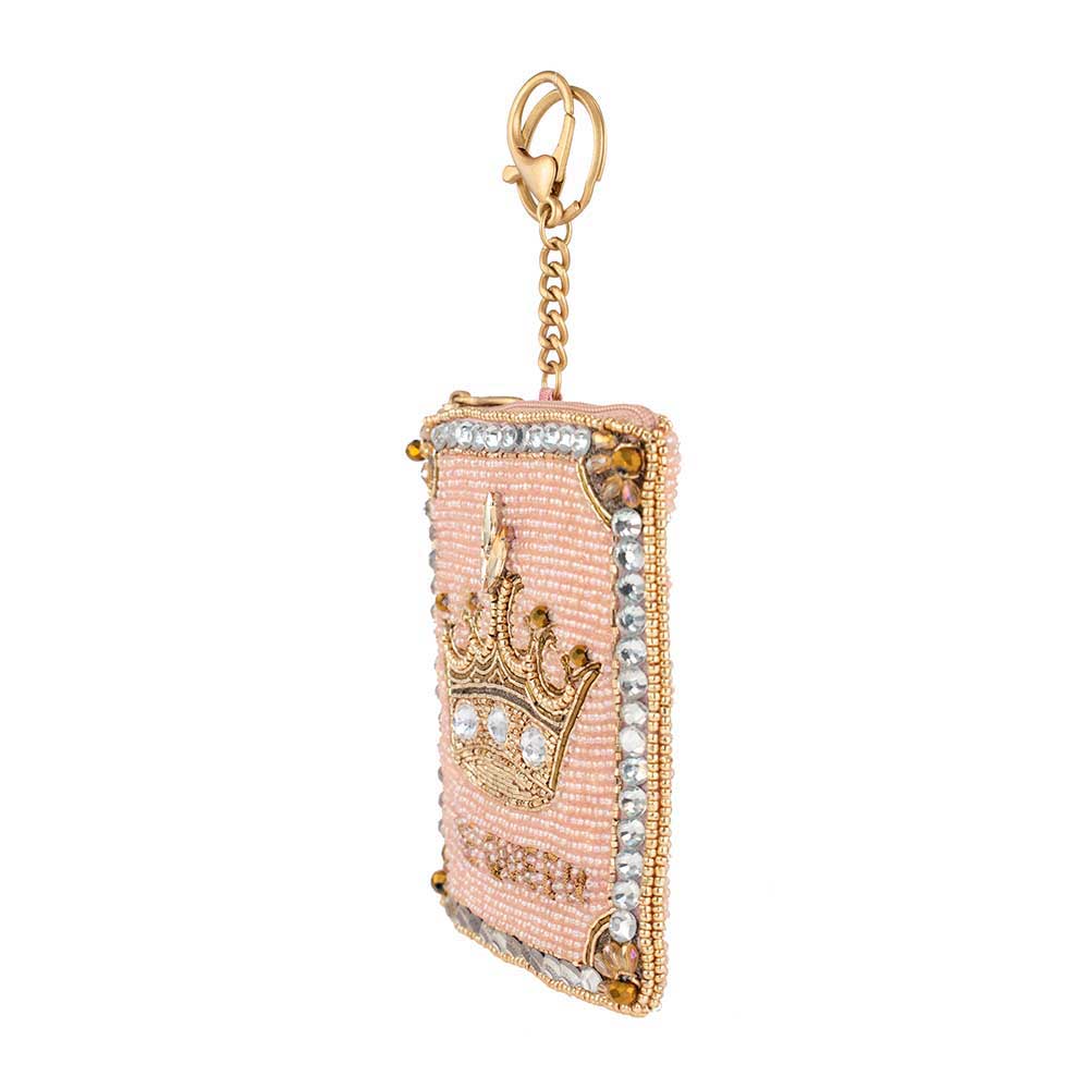 Mary Frances Accessories - Kronet juvel med perler i rosa med gullkrone Myntpung