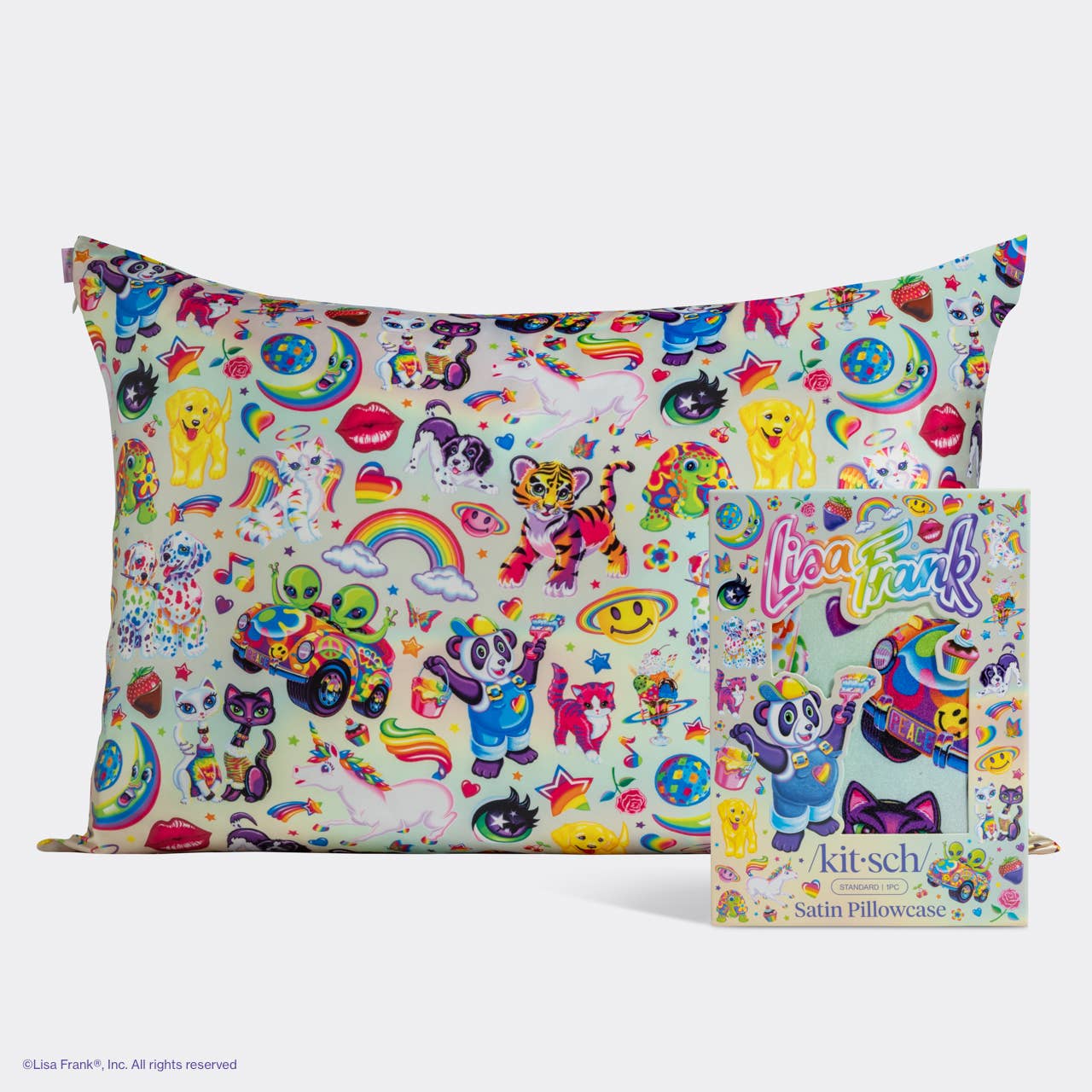 KITSCH - Lisa Frank x Kitsch Standard Satin Pillowcase - The Fantastic World of Lisa Frank