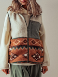Aztec-mønster Western Sherpa Fleece Vest med glidelås