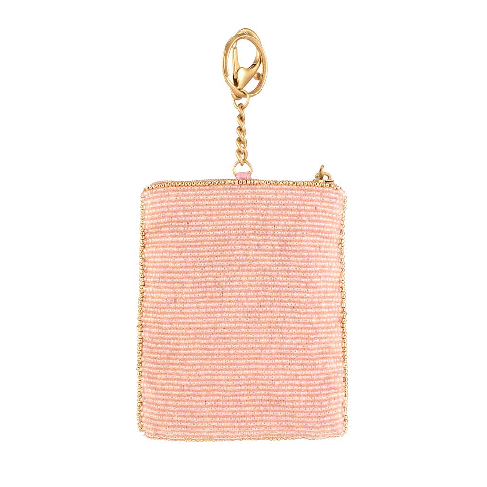Mary Frances Accessories - Crowned Jewel Beaded Pink with Gold Crown Coin Purse