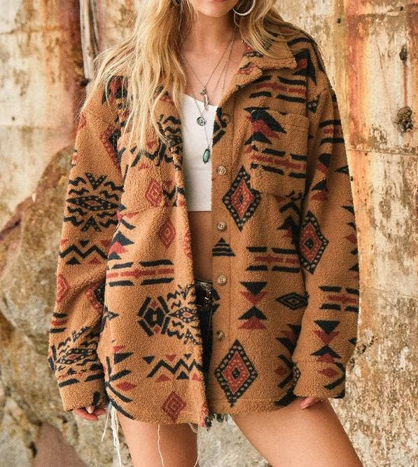 Langermet vintage plysjjakke