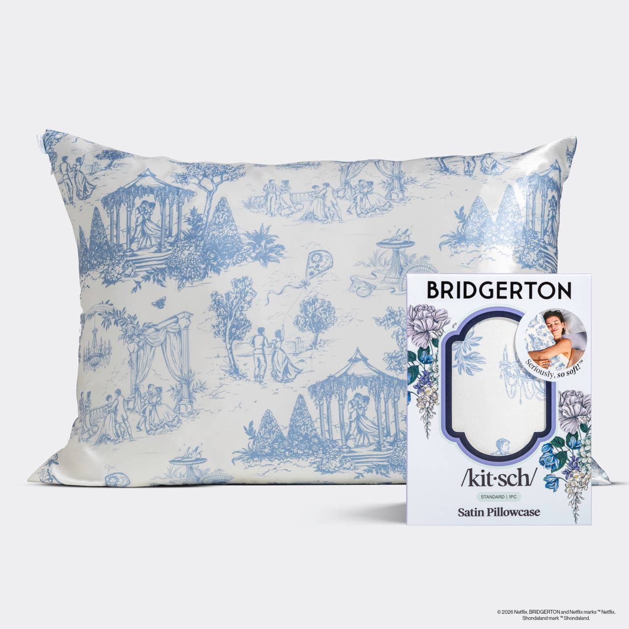 KITSCH - Bridgerton x Kitsch Satin Pillowcase in Garden Toile
