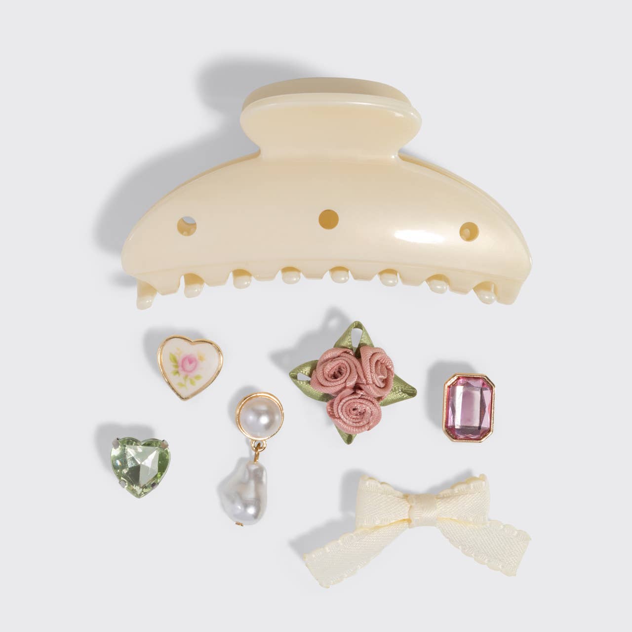 KITSCH - KitschPop™️Curved Claw Clip 7pc Set Vintage- Pearlized Cream