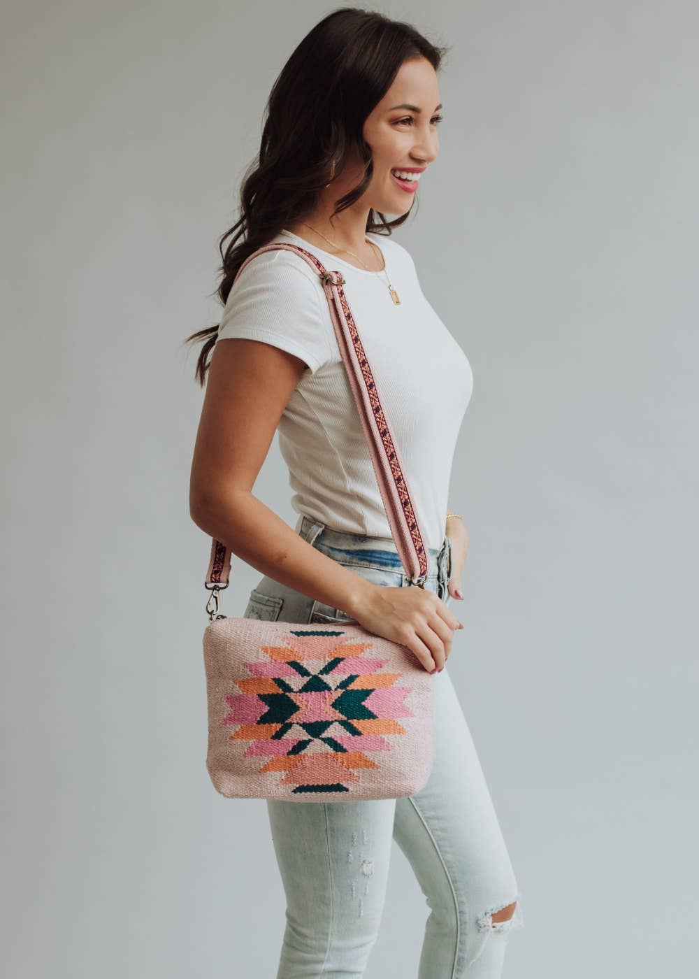 Panache Apparel Co. - Pink, Teal & Orange Aztec Crossbody