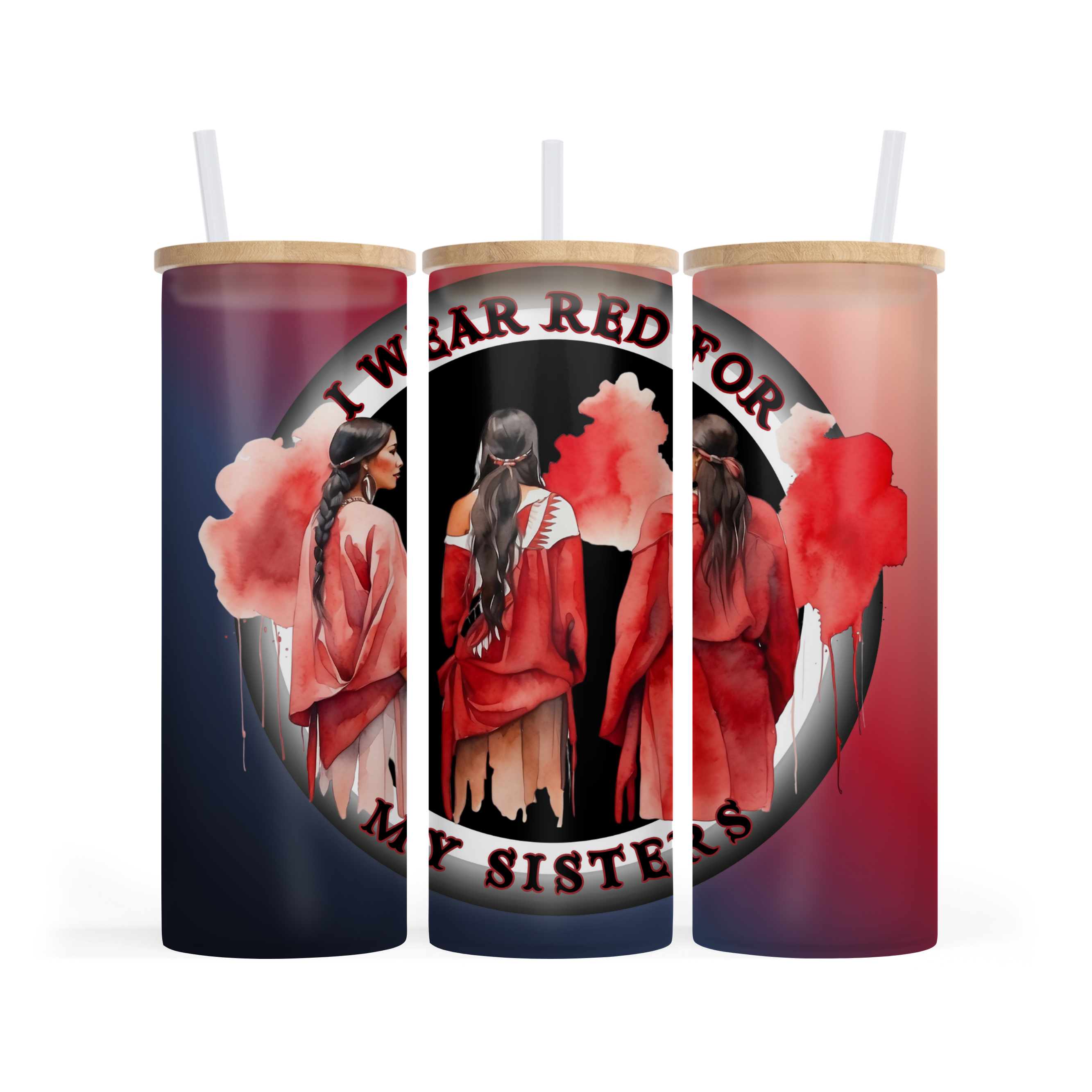 I Wear Red for My Sisters Tumbler | Missing & Murdered Indigenous Women 20 oz Skinny Tumbler | MMIW Awareness Gift | Native American Travel Mug