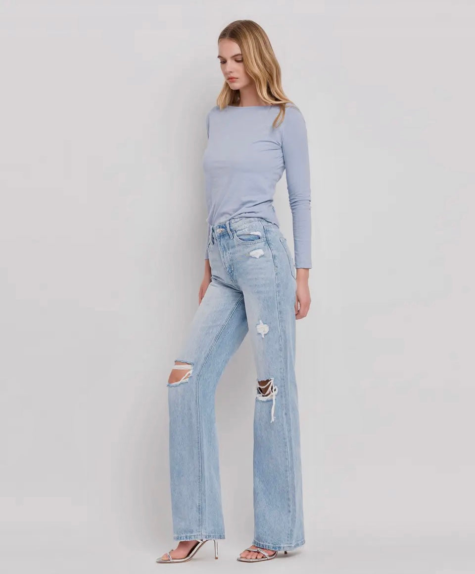 90-talls vintage superhøye slengjeans