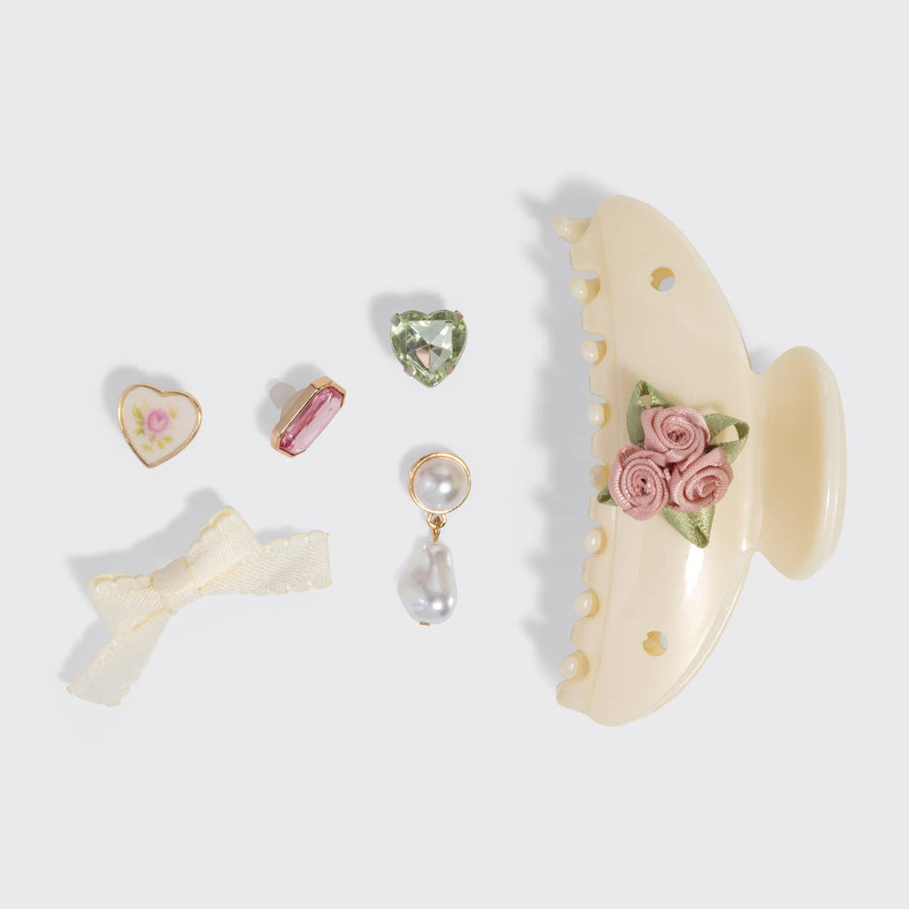 KITSCH - KitschPop™️Curved Claw Clip 7pc Set Vintage- Pearlized Cream