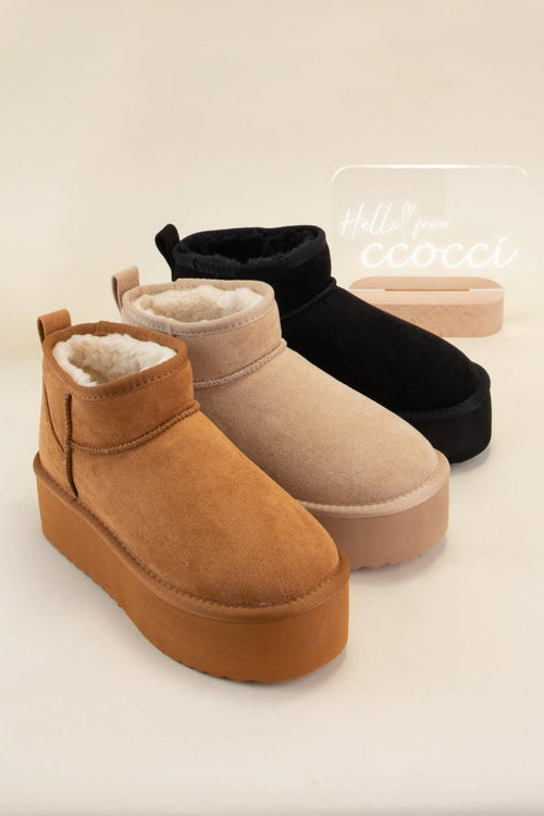 Benji Mini Ankel Platå Hæl Støvler med Pelsfôr