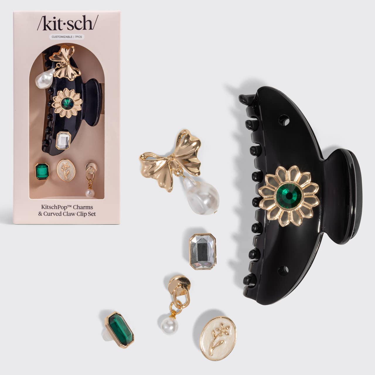 KITSCH - KitschPop™️ Curved Claw Clip 7pc Set Vintage - Black