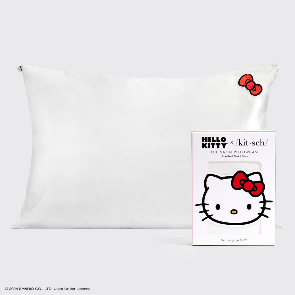 KITSCH - Hello Kitty x Kitsch Pillowcase - Solid Ivory Kitty Bow