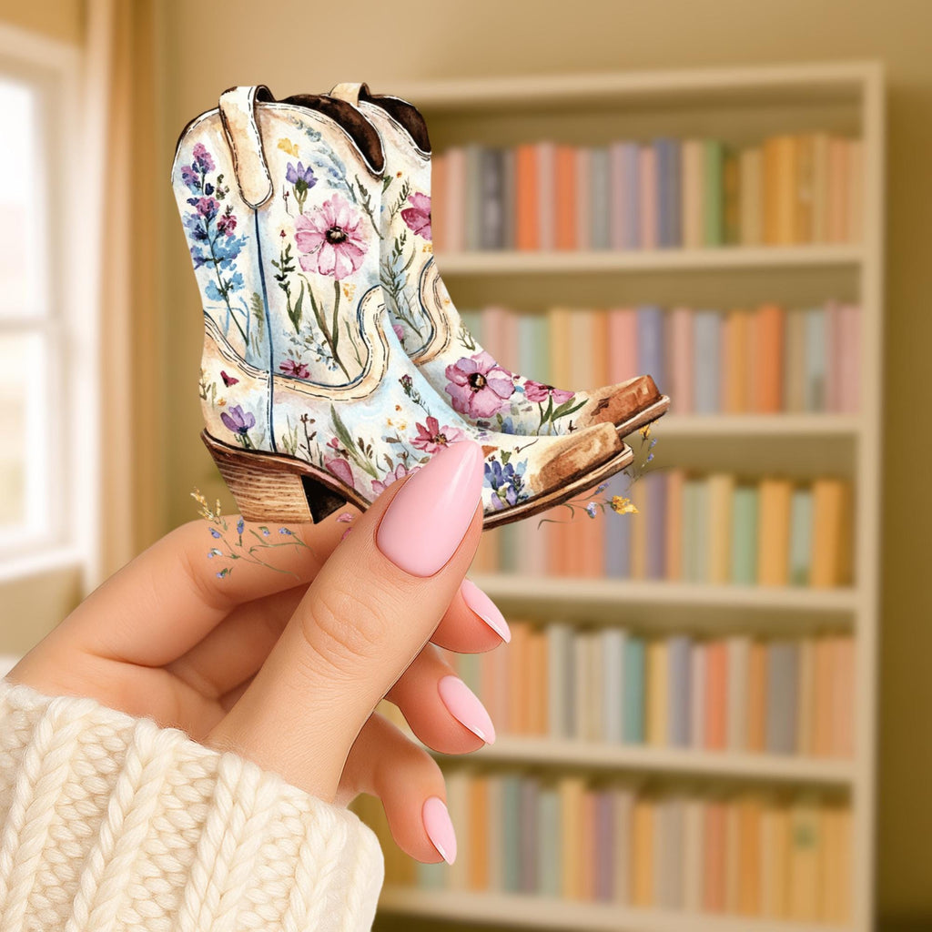Floral Cowgirl Boot Sticker