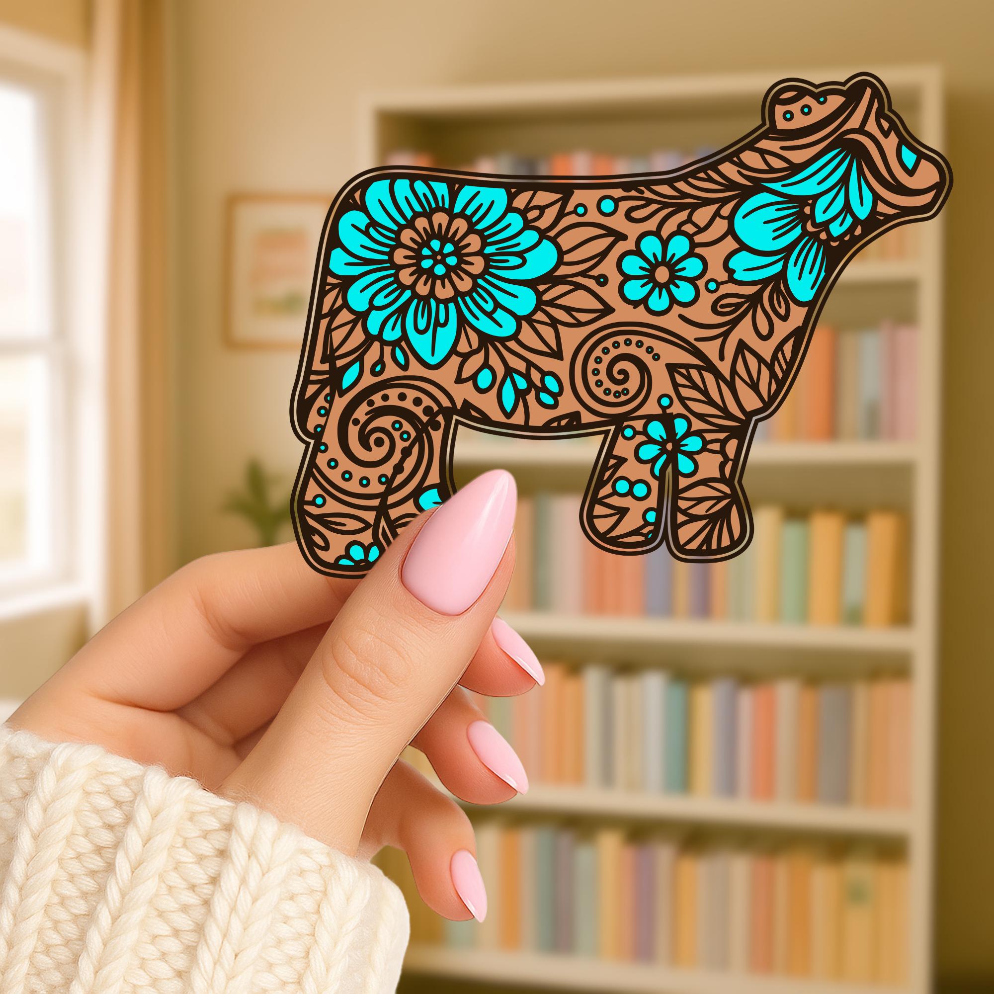 Floral Heifer Sticker
