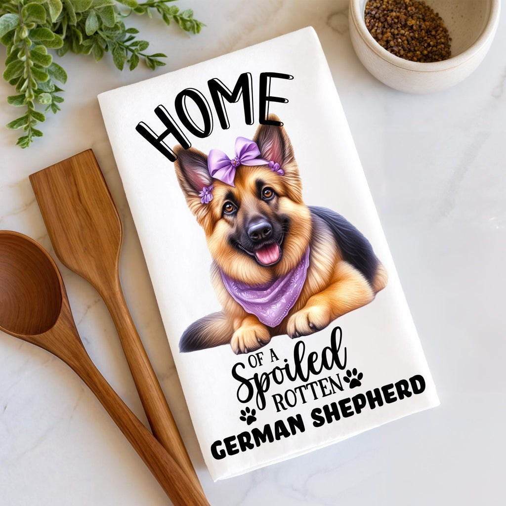 Home of a Spoiled Rotten German Shepherd Tea Towel – German Shepherd Lover Kitchen Towel