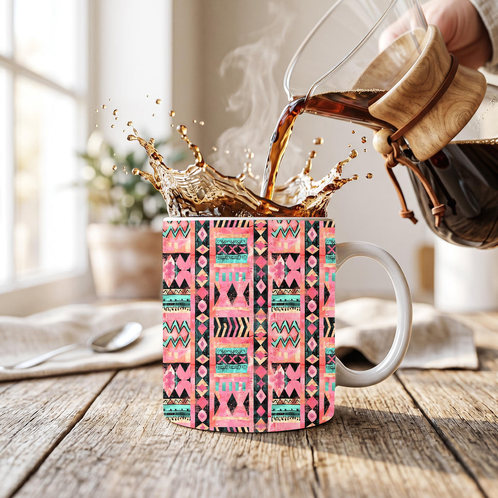 Pink Southwestern Tumbler | Boho Aztec 20 oz Skinny Tumbler | Western Tribal | Cowgirl Gift