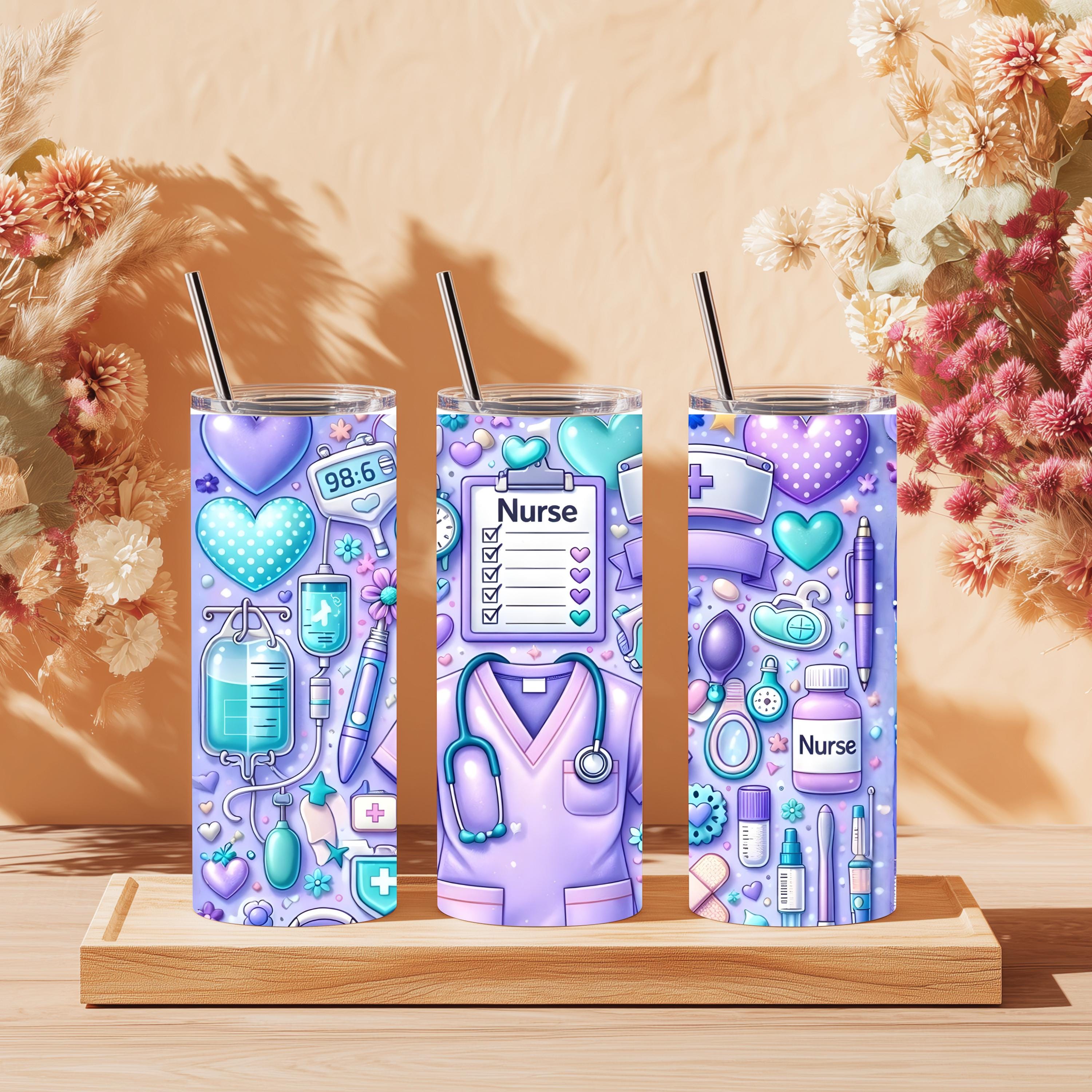 Nurse Life Holographic Skinny Tumbler – 20 oz Stainless Steel Tumbler with Straw