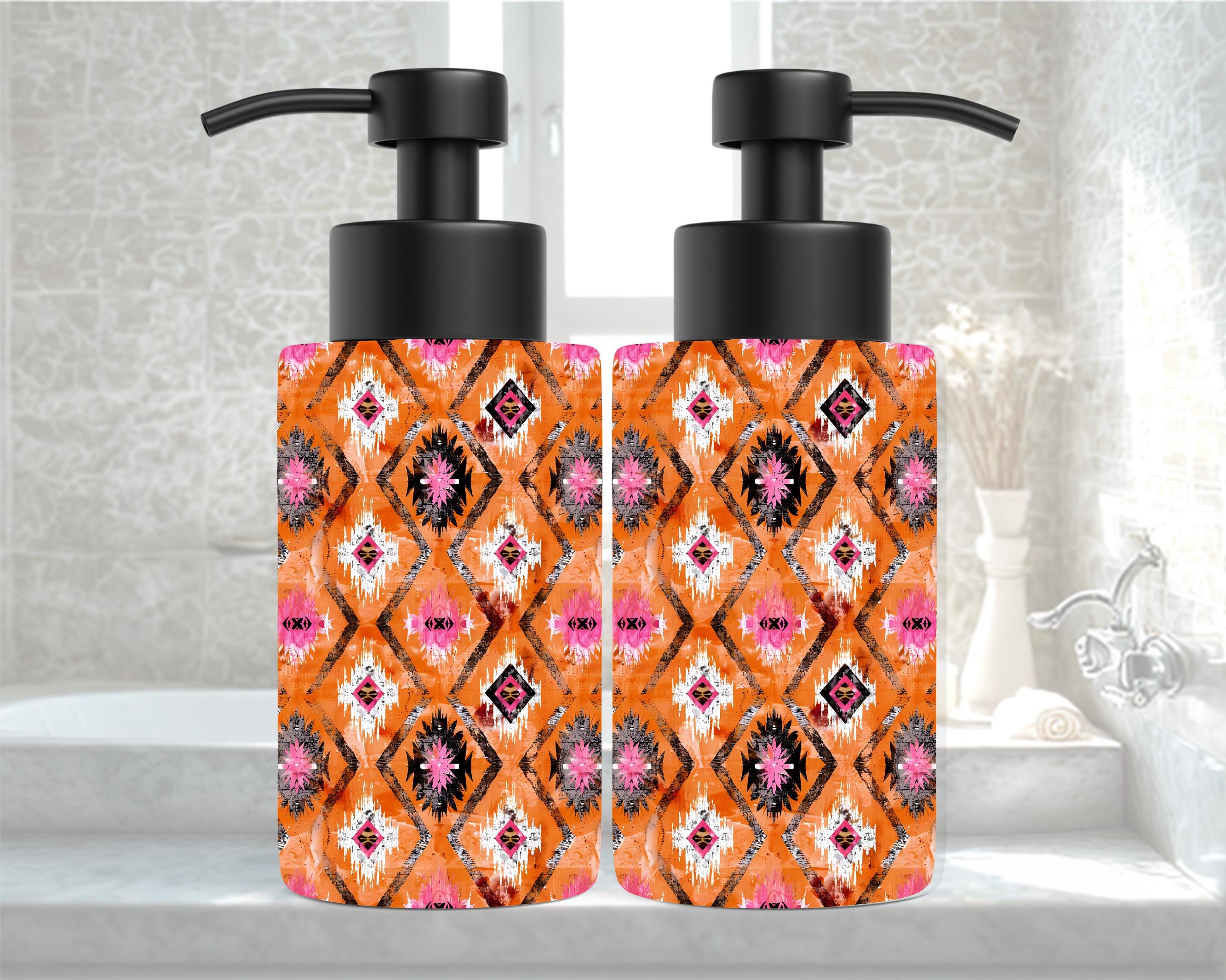 Orange Western Aztec Soap Dispenser | Southwestern Bathroom Décor | Boho Farmhouse Soap Pump | Rustic Home Accessory