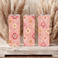 Blush & Pink Aztec 20 oz Skinny Tumbler | Southwestern Western Tumbler | Boho Stainless Steel Travel Cup | Cowgirl Drinkware | Handmade Gift