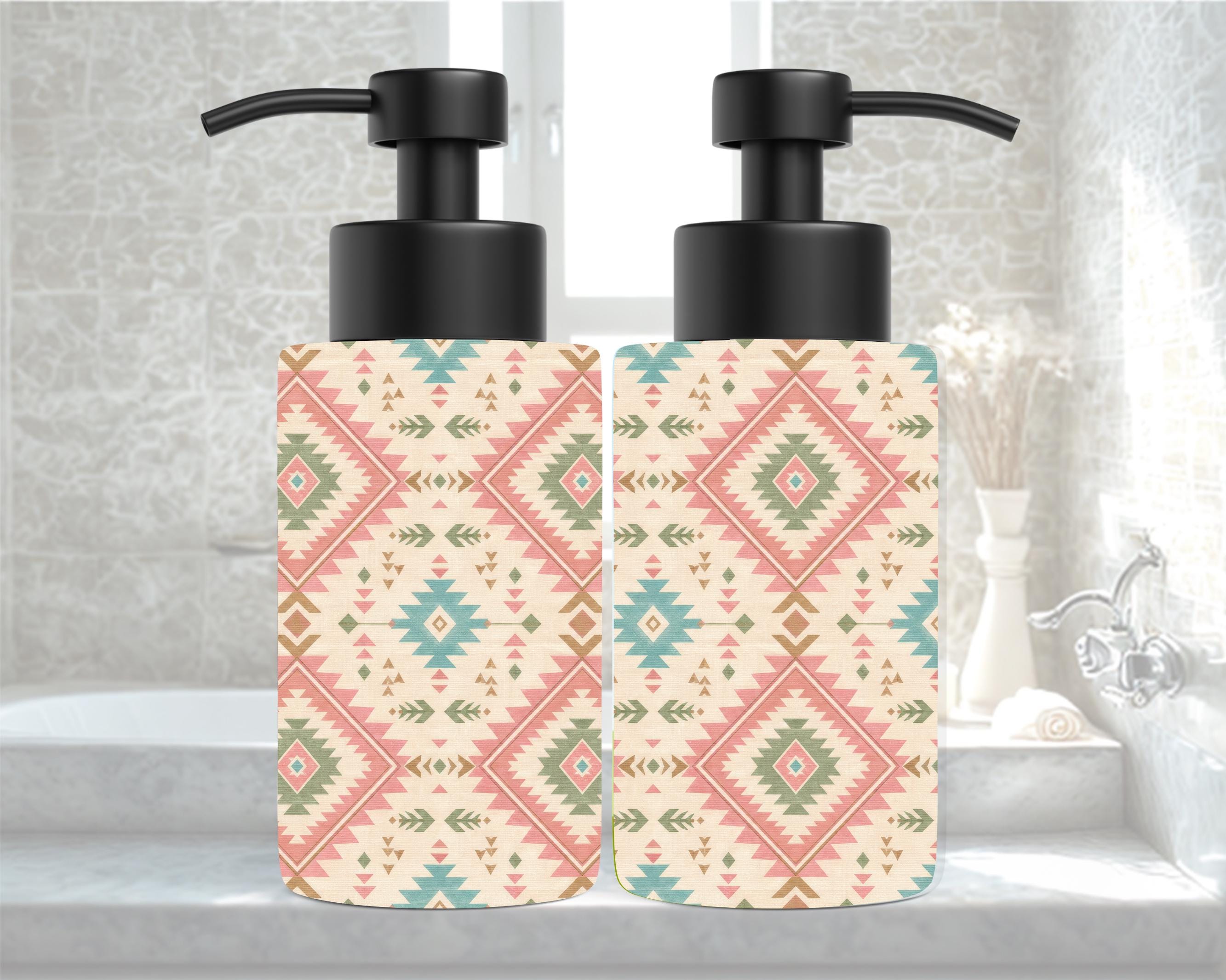 Pastel Western Aztec Soap Dispenser | Southwestern Bathroom Décor | Boho Farmhouse Soap Pump | Rustic Home Accessory