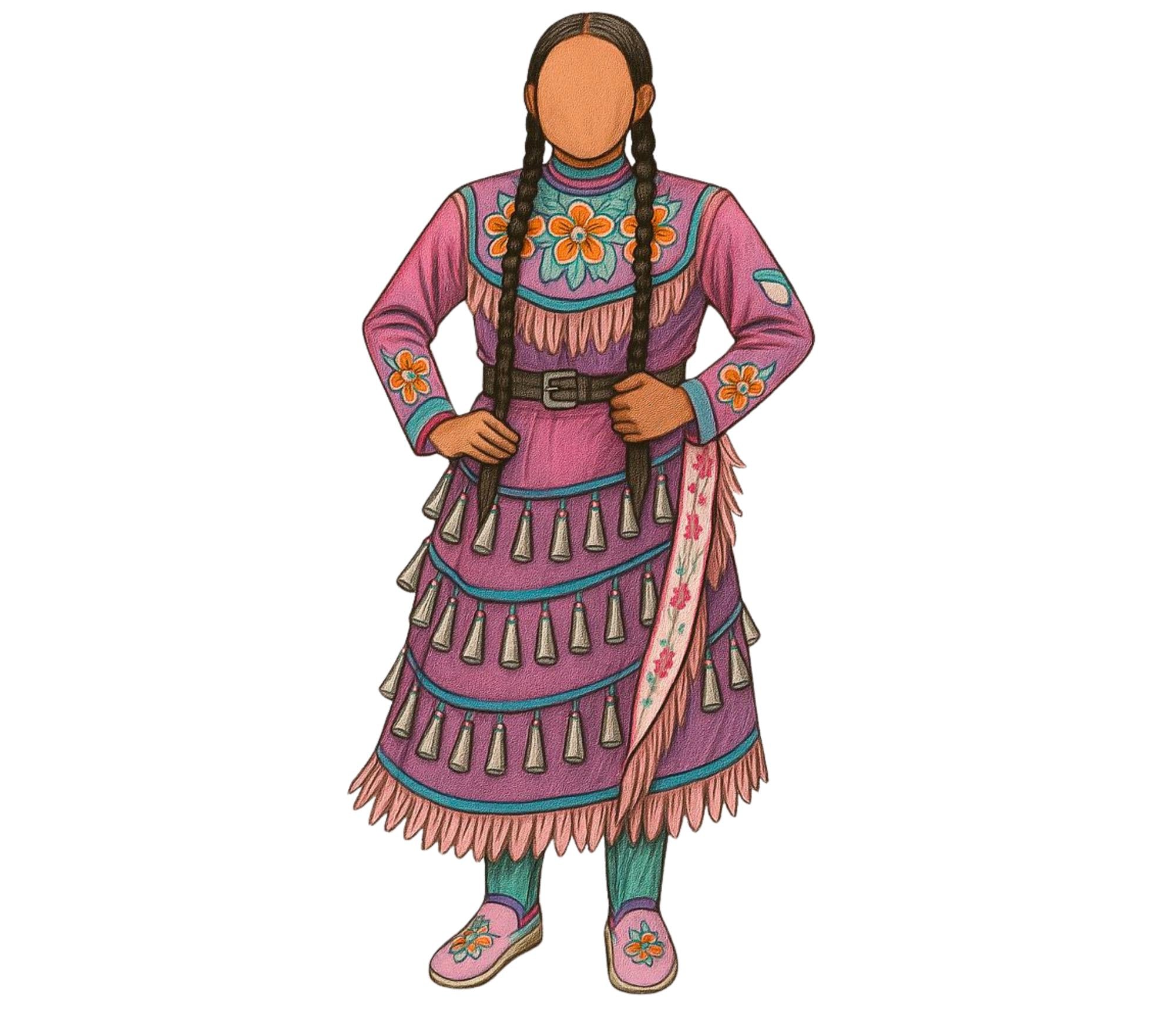 4-Inch Native Girl Magnet | Indigenous-Inspired Floral Dress Magnet | Colorful Refrigerator Magnet | Gift for Home, Office & Locker