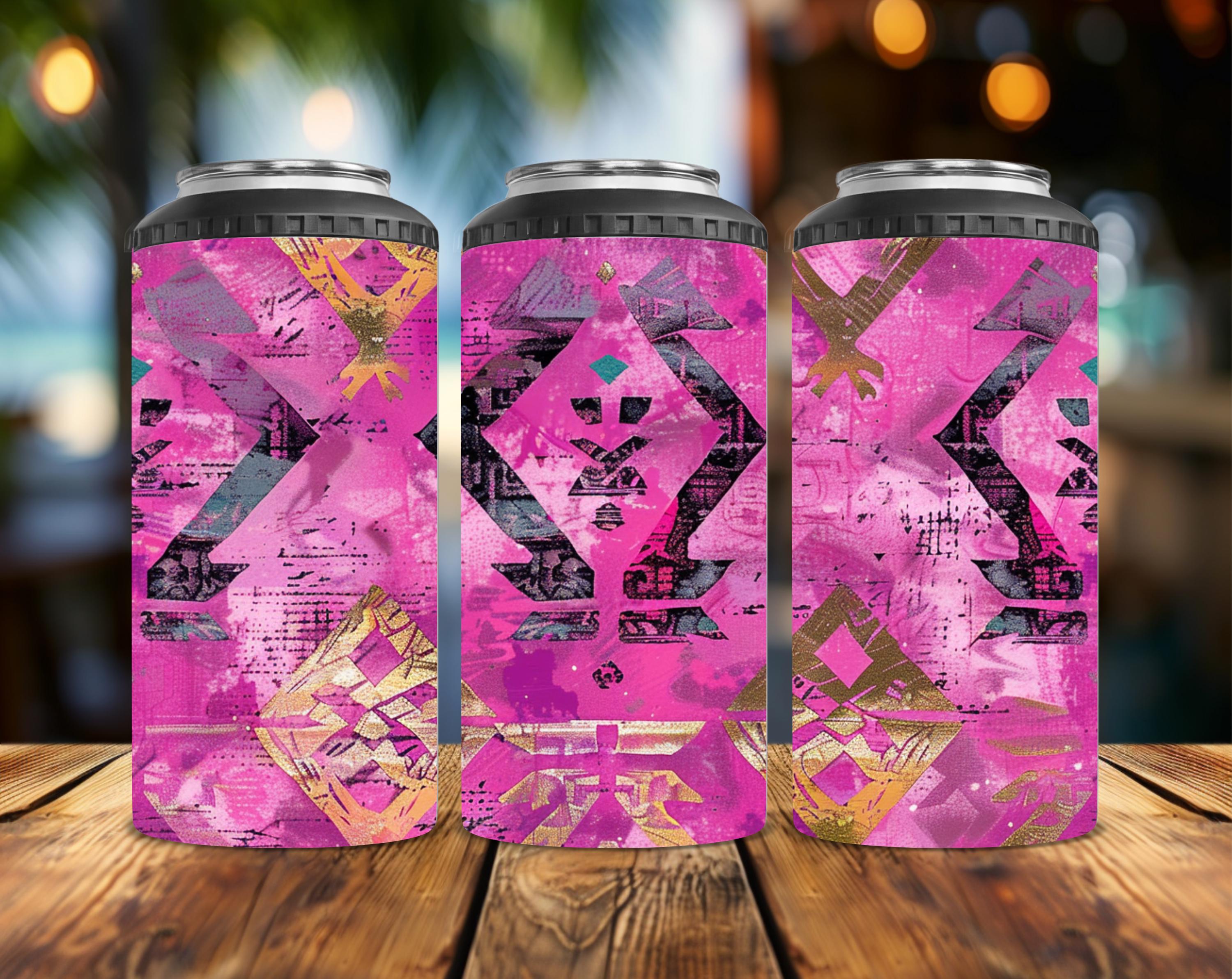 Pink & Purple Geometric Aztec 20 oz Skinny Tumbler | Southwestern Western Tumbler | Boho Stainless Steel Travel Cup | Cowgirl Gift