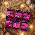 Hot Pink Grunge Aztec Tumbler | 20 oz Skinny Tumbler | Western Floral Tumbler | Hot Pink Southwestern Travel Mug | Cowgirl Gift